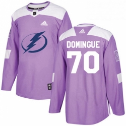 Mens Adidas Tampa Bay Lightning 70 Louis Domingue Authentic Purple Fights Cancer Practice NHL Jersey 