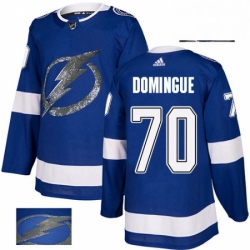 Mens Adidas Tampa Bay Lightning 70 Louis Domingue Authentic Royal Blue Fashion Gold NHL Jerse