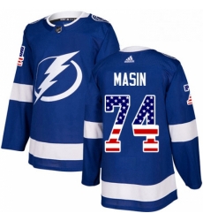 Mens Adidas Tampa Bay Lightning 74 Dominik Masin Authentic Blue USA Flag Fashion NHL Jersey 