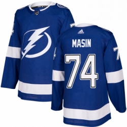 Mens Adidas Tampa Bay Lightning 74 Dominik Masin Premier Royal Blue Home NHL Jersey 
