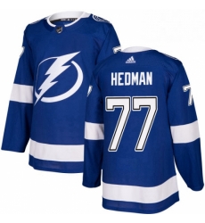 Mens Adidas Tampa Bay Lightning 77 Victor Hedman Premier Royal Blue Home NHL Jersey 