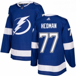 Mens Adidas Tampa Bay Lightning 77 Victor Hedman Premier Royal Blue Home NHL Jersey 