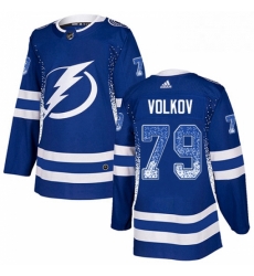 Mens Adidas Tampa Bay Lightning 79 Alexander Volkov Authentic Blue Drift Fashion NHL Jersey 
