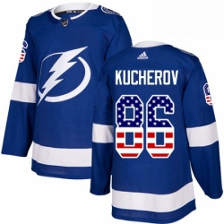 Mens Adidas Tampa Bay Lightning 86 Nikita Kucherov Authentic Blue USA Flag Fashion NHL Jersey 