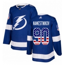 Mens Adidas Tampa Bay Lightning 90 Vladislav Namestnikov Authentic Blue USA Flag Fashion NHL Jersey 