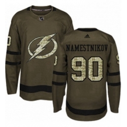 Mens Adidas Tampa Bay Lightning 90 Vladislav Namestnikov Authentic Green Salute to Service NHL Jersey 