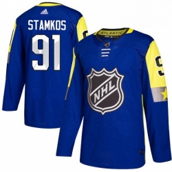 Mens Adidas Tampa Bay Lightning 91 Steven Stamkos Authentic Royal Blue 2018 All Star Atlantic Division NHL Jersey 