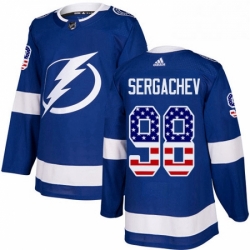 Mens Adidas Tampa Bay Lightning 98 Mikhail Sergachev Authentic Blue USA Flag Fashion NHL Jersey 