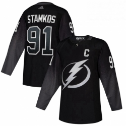 Mens Tampa Bay Lightning 91 Steven Stamkos adidas Alternate Authentic Player Jersey Black 