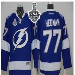 Tampa Bay Lightning #77 Victor Hedman Blue 2015 Stanley Cup Stitched NHL Jersey