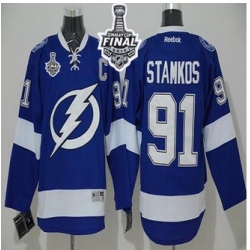 Tampa Bay Lightning #91 Steven Stamkos Blue 2015 Stanley Cup Stitched NHL Jersey