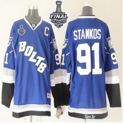 Tampa Bay Lightning #91 Steven Stamkos Blue Third 2015 Stanley Cup Stitched NHL jersey