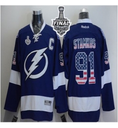 Tampa Bay Lightning #91 Steven Stamkos Blue USA Flag Fashion 2015 Stanley Cup Stitched NHL Jersey