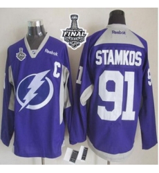 Tampa Bay Lightning #91 Steven Stamkos Purple Practice 2015 Stanley Cup Stitched NHL jersey