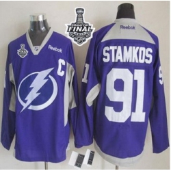Tampa Bay Lightning #91 Steven Stamkos Purple Practice 2015 Stanley Cup Stitched NHL jersey