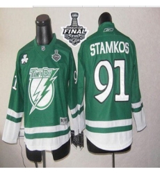 Tampa Bay Lightning #91 Steven Stamkos Green St Patty's Day 2015 Stanley Cup Stitched Youth NHL Jersey