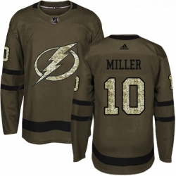 Youth Adidas Tampa Bay Lightning 10 JT Miller Authentic Green Salute to Service NHL Jerse