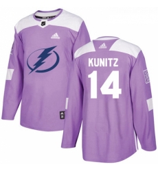 Youth Adidas Tampa Bay Lightning 14 Chris Kunitz Authentic Purple Fights Cancer Practice NHL Jersey 