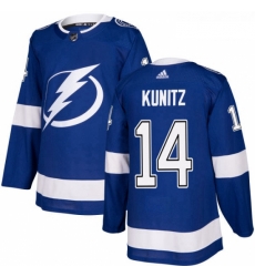 Youth Adidas Tampa Bay Lightning 14 Chris Kunitz Authentic Royal Blue Home NHL Jersey 