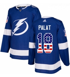 Youth Adidas Tampa Bay Lightning 18 Ondrej Palat Authentic Blue USA Flag Fashion NHL Jersey 