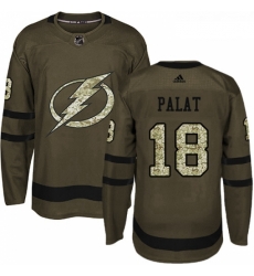 Youth Adidas Tampa Bay Lightning 18 Ondrej Palat Authentic Green Salute to Service NHL Jersey 