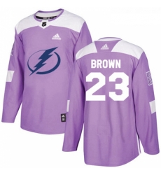 Youth Adidas Tampa Bay Lightning 23 JT Brown Authentic Purple Fights Cancer Practice NHL Jersey 