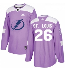 Youth Adidas Tampa Bay Lightning 26 Martin St Louis Authentic Purple Fights Cancer Practice NHL Jersey 