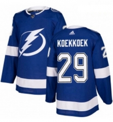 Youth Adidas Tampa Bay Lightning 29 Slater Koekkoek Authentic Royal Blue Home NHL Jersey 