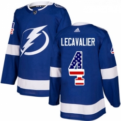 Youth Adidas Tampa Bay Lightning 4 Vincent Lecavalier Authentic Blue USA Flag Fashion NHL Jersey 