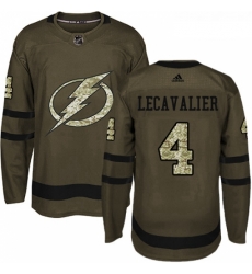 Youth Adidas Tampa Bay Lightning 4 Vincent Lecavalier Authentic Green Salute to Service NHL Jersey 