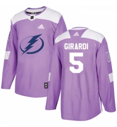 Youth Adidas Tampa Bay Lightning 5 Dan Girardi Authentic Purple Fights Cancer Practice NHL Jersey 