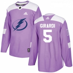 Youth Adidas Tampa Bay Lightning 5 Dan Girardi Authentic Purple Fights Cancer Practice NHL Jersey 