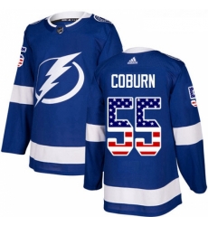 Youth Adidas Tampa Bay Lightning 55 Braydon Coburn Authentic Blue USA Flag Fashion NHL Jersey 