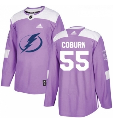 Youth Adidas Tampa Bay Lightning 55 Braydon Coburn Authentic Purple Fights Cancer Practice NHL Jersey 