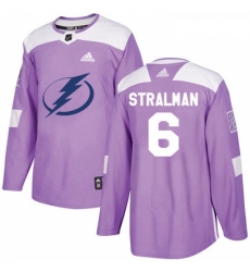 Youth Adidas Tampa Bay Lightning 6 Anton Stralman Authentic Purple Fights Cancer Practice NHL Jersey 