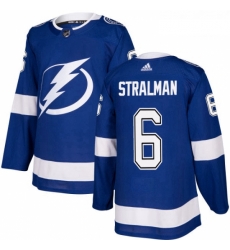 Youth Adidas Tampa Bay Lightning 6 Anton Stralman Authentic Royal Blue Home NHL Jersey 