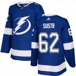 Youth Adidas Tampa Bay Lightning 62 Andrej Sustr Authentic Royal Blue Home NHL Jersey 