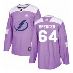 Youth Adidas Tampa Bay Lightning 64 Matthew Spencer Authentic Purple Fights Cancer Practice NHL Jersey 