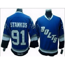 Youth Tampa Bay Lightning #91 Steven Stamkos jerseys blue BOLTS