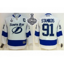 youth nhl jerseys tampa bay lightning #91 stamkos white[2015 stanley cup][patch C]