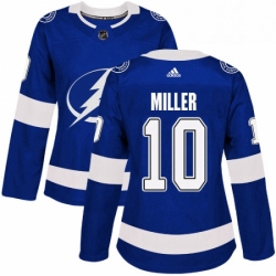Womens Adidas Tampa Bay Lightning 10 JT Miller Authentic Royal Blue Home NHL Jerse