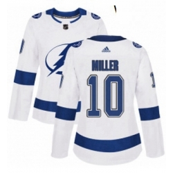 Womens Adidas Tampa Bay Lightning 10 JT Miller Authentic White Away NHL Jersey 