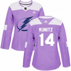 Womens Adidas Tampa Bay Lightning 14 Chris Kunitz Authentic Purple Fights Cancer Practice NHL Jersey 