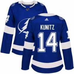 Womens Adidas Tampa Bay Lightning 14 Chris Kunitz Authentic Royal Blue Home NHL Jersey 