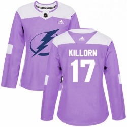 Womens Adidas Tampa Bay Lightning 17 Alex Killorn Authentic Purple Fights Cancer Practice NHL Jersey 
