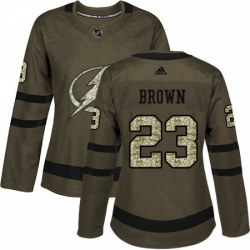 Womens Adidas Tampa Bay Lightning 23 JT Brown Authentic Green Salute to Service NHL Jersey 
