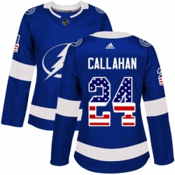 Womens Adidas Tampa Bay Lightning 24 Ryan Callahan Authentic Blue USA Flag Fashion NHL Jersey 