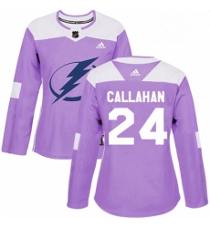 Womens Adidas Tampa Bay Lightning 24 Ryan Callahan Authentic Purple Fights Cancer Practice NHL Jersey 