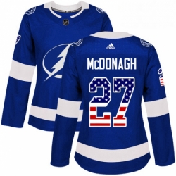 Womens Adidas Tampa Bay Lightning 27 Ryan McDonagh Authentic Blue USA Flag Fashion NHL Jerse