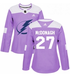 Womens Adidas Tampa Bay Lightning 27 Ryan McDonagh Authentic Purple Fights Cancer Practice NHL Jerse